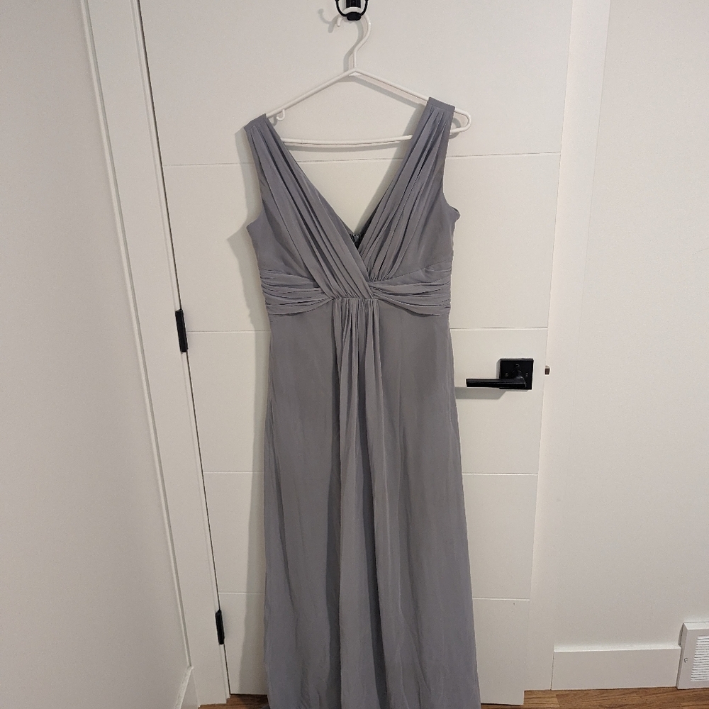 Dessy bridesmaid dress, periwinkle chiffon with an empire waist, fit like a 12